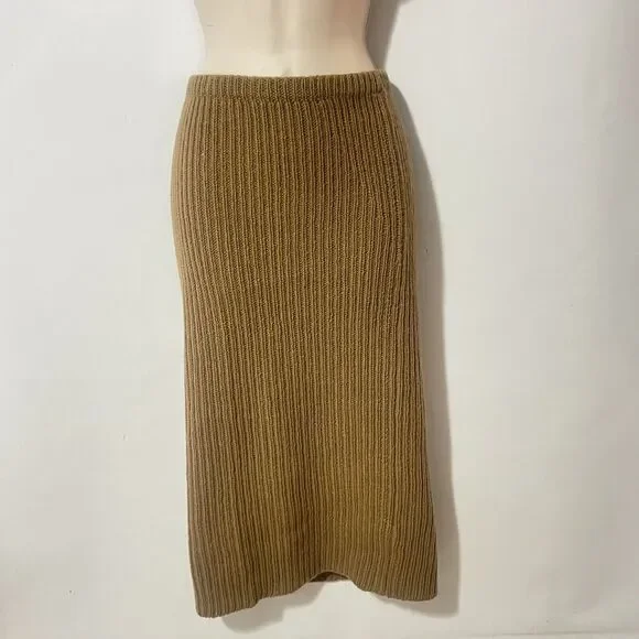VTG Womens Krizia Maglia caramel 100% Wool knit fall skirt Italy 40 - Picture 5 of 8